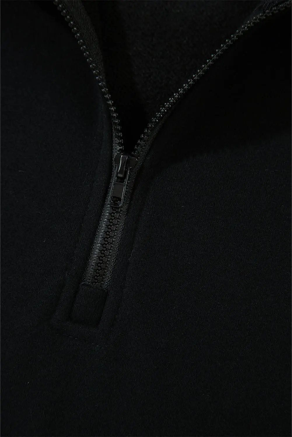 Black Zipped Neck Pullover Drop Shoulder Sweatshirt - Love Salve 