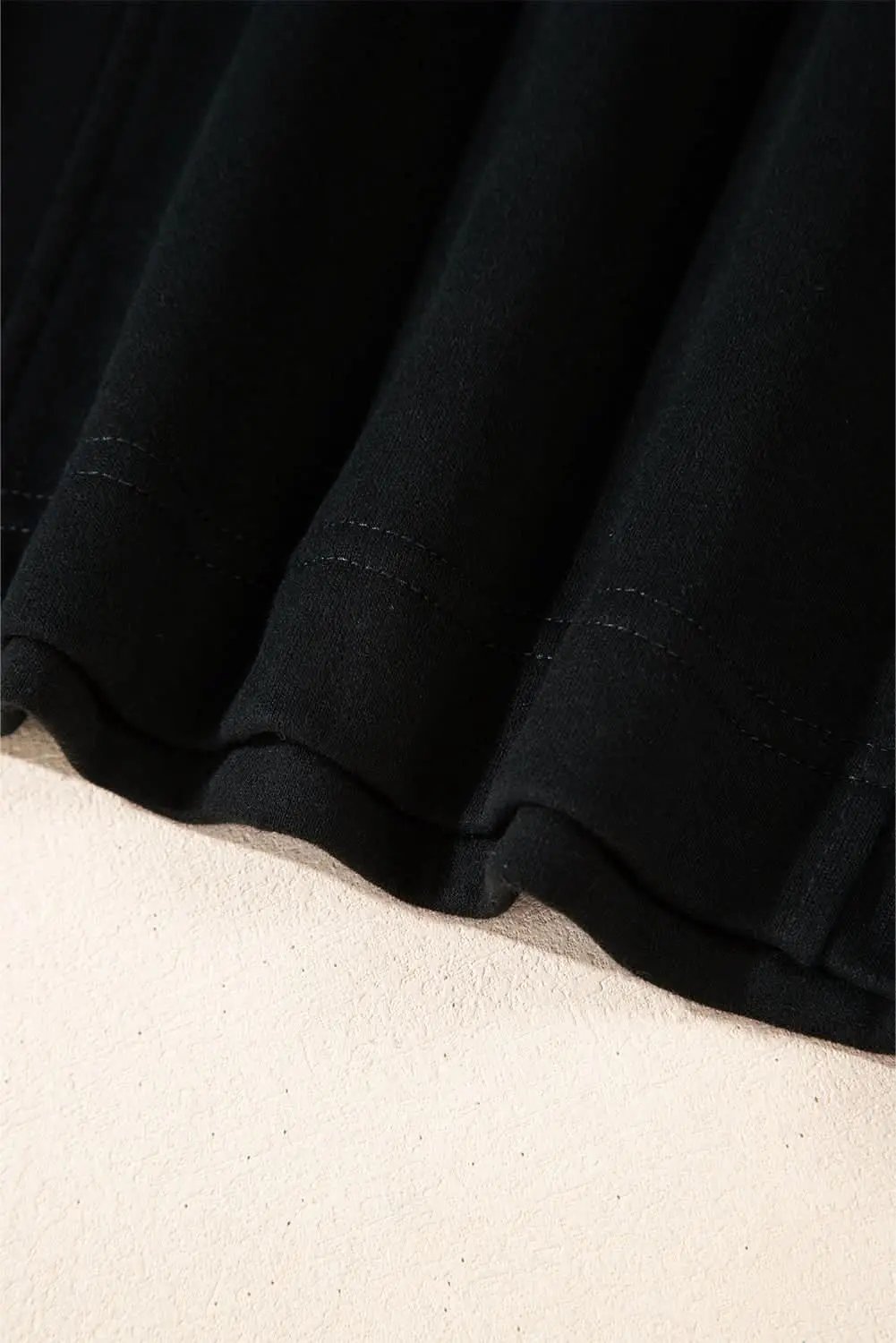 Black Zipped Neck Pullover Drop Shoulder Sweatshirt - Love Salve 