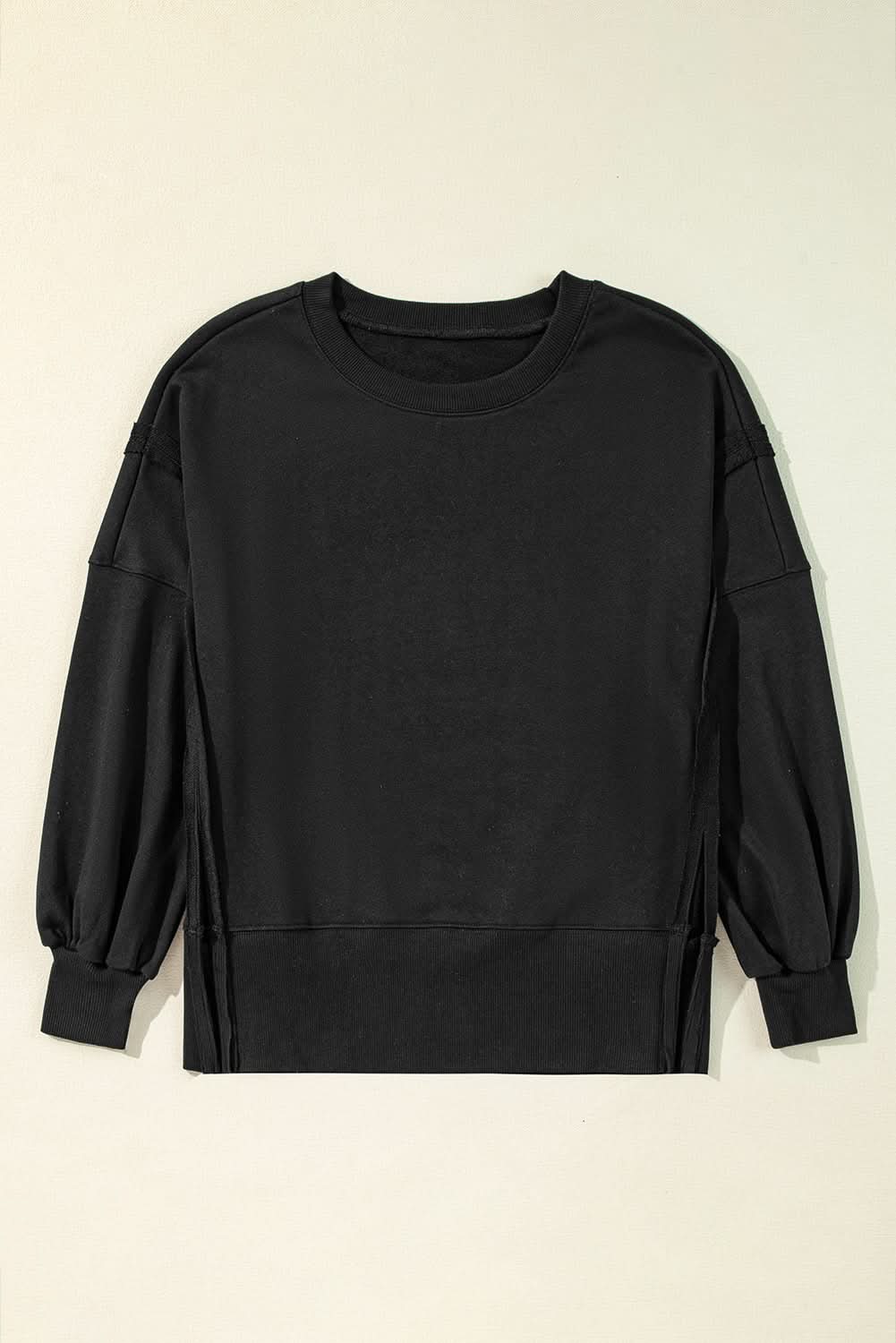 Chic black drop shoulder sweatshirt - Love Salve 