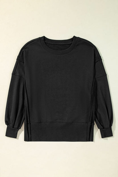 Chic black drop shoulder sweatshirt - Love Salve 