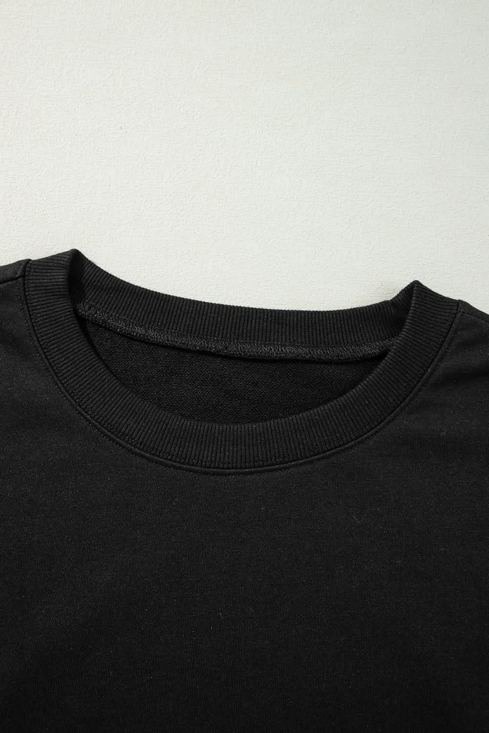 Chic black drop shoulder sweatshirt - Love Salve 