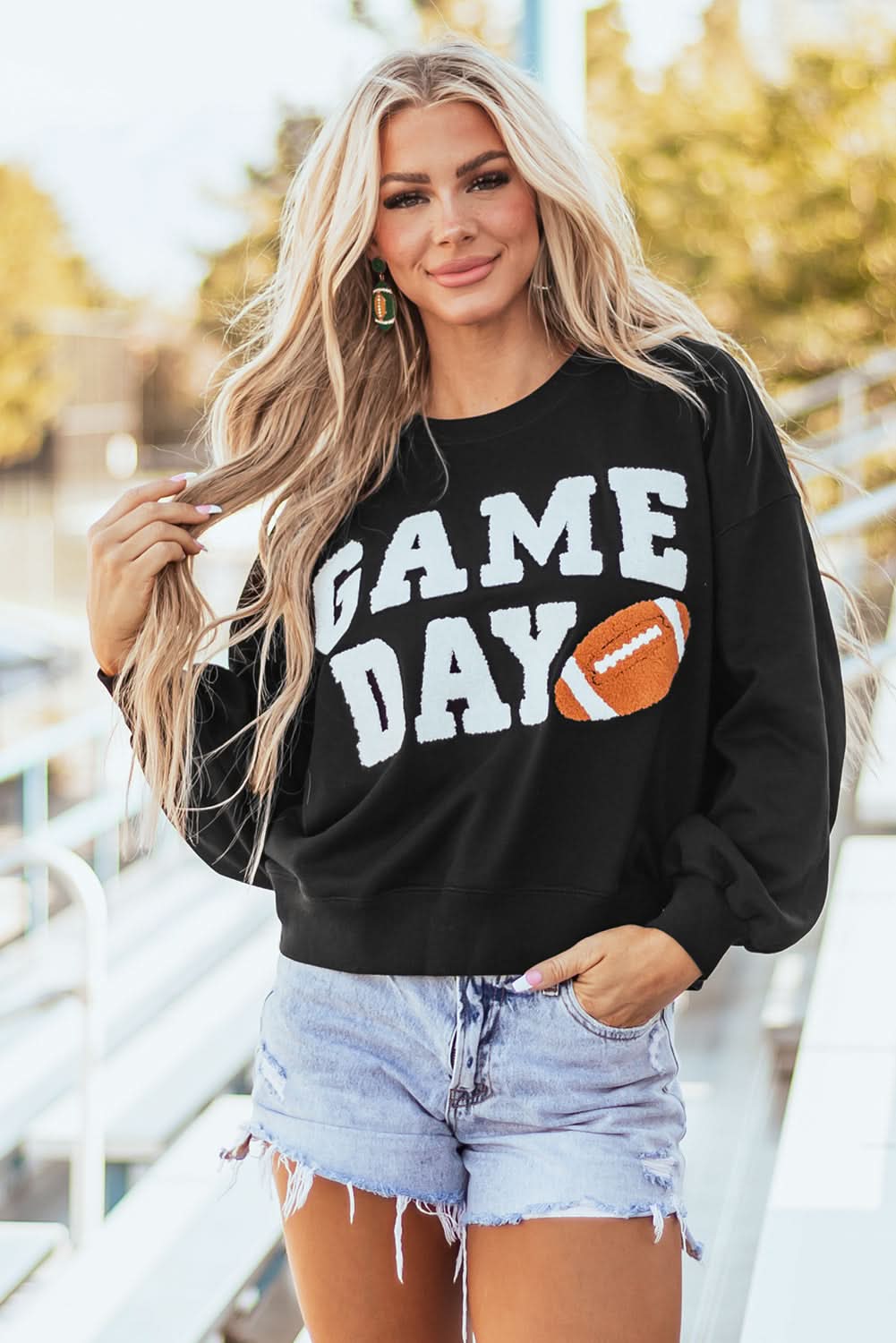 Black game day varsity sweatshirt - Love Salve 