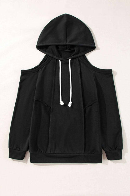 Chic black cold shoulder hoodie - Love Salve 