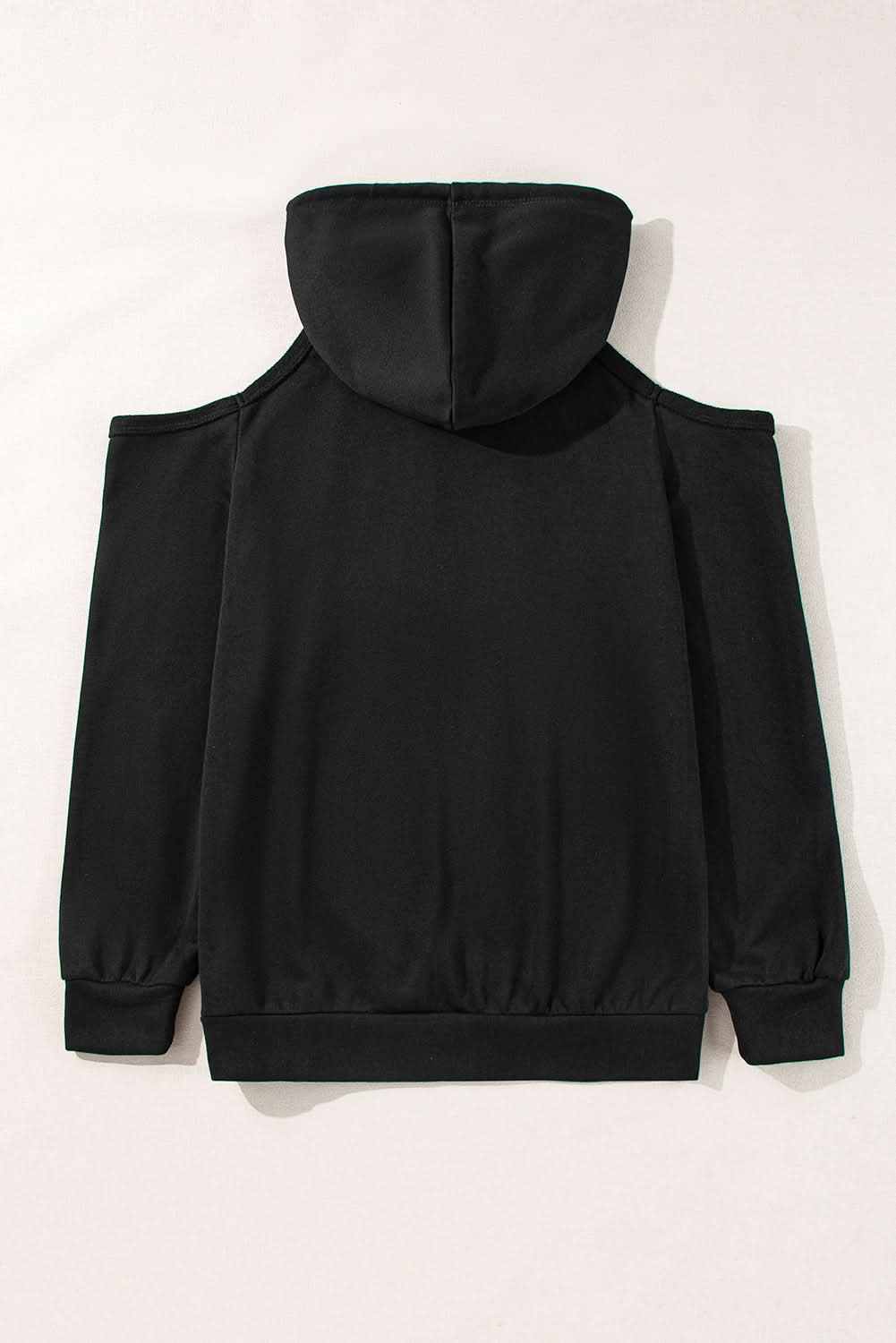 Chic black cold shoulder hoodie - Love Salve 