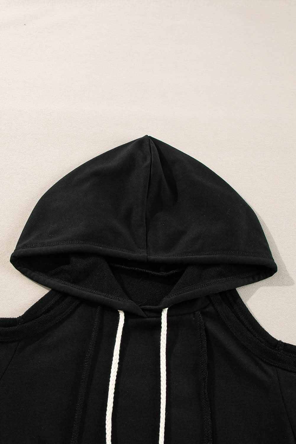 Chic black cold shoulder hoodie - Love Salve 