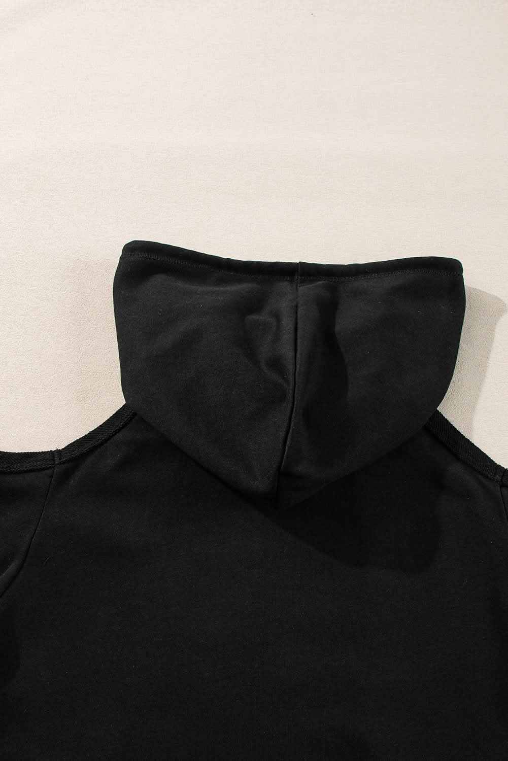 Chic black cold shoulder hoodie - Love Salve 