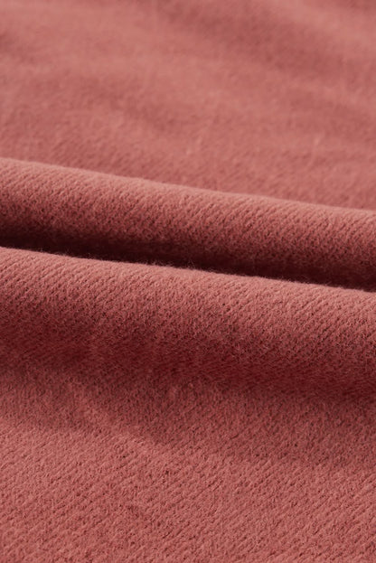 Brown Fleece Lined Zip Up Stand Collar Thumbhole Sleeve Sweatshirt - Love Salve 