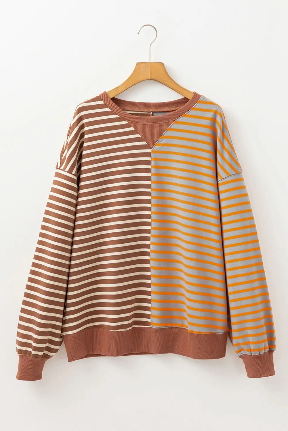 Brown Stripe Oversized Sweatshirt - Love Salve 