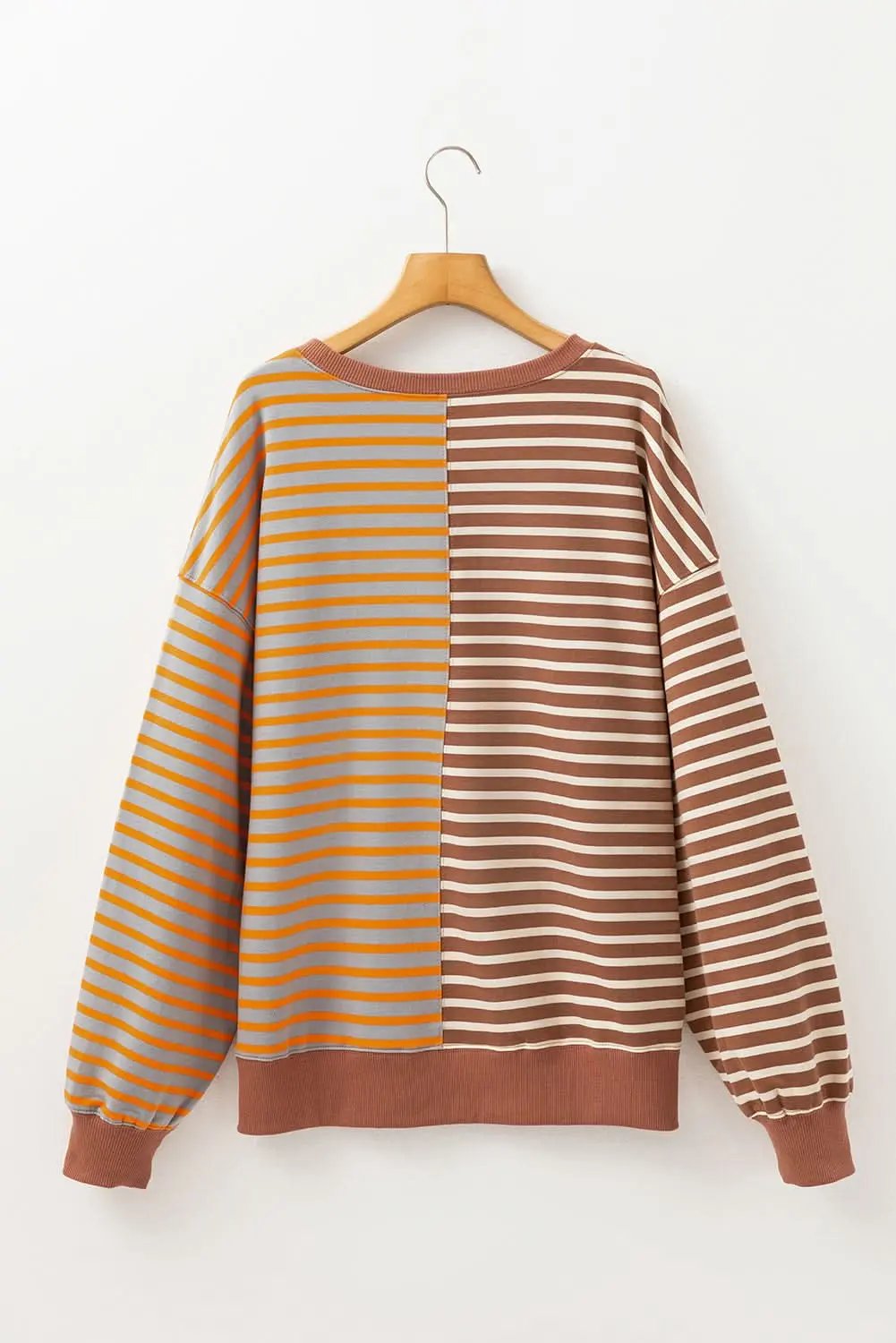 Brown Stripe Oversized Sweatshirt - Love Salve 