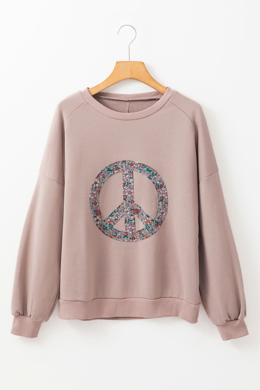 Goat Floral Peace Symbol Drop Shoulder Sweatshirt - Love Salve 