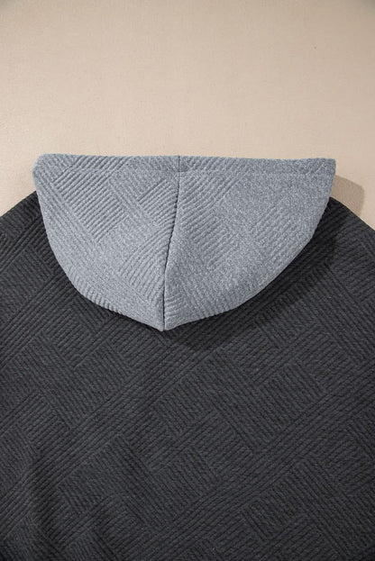 Gray color block drop shoulder hoodie - Love Salve 