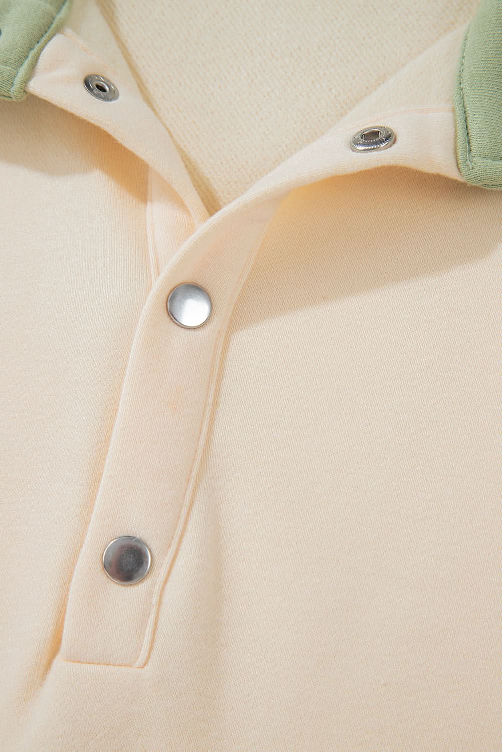 Laurel Green Colorblock Patchwork Buttoned Collar Kangaroo Pocket Sweatshirt - Love Salve 