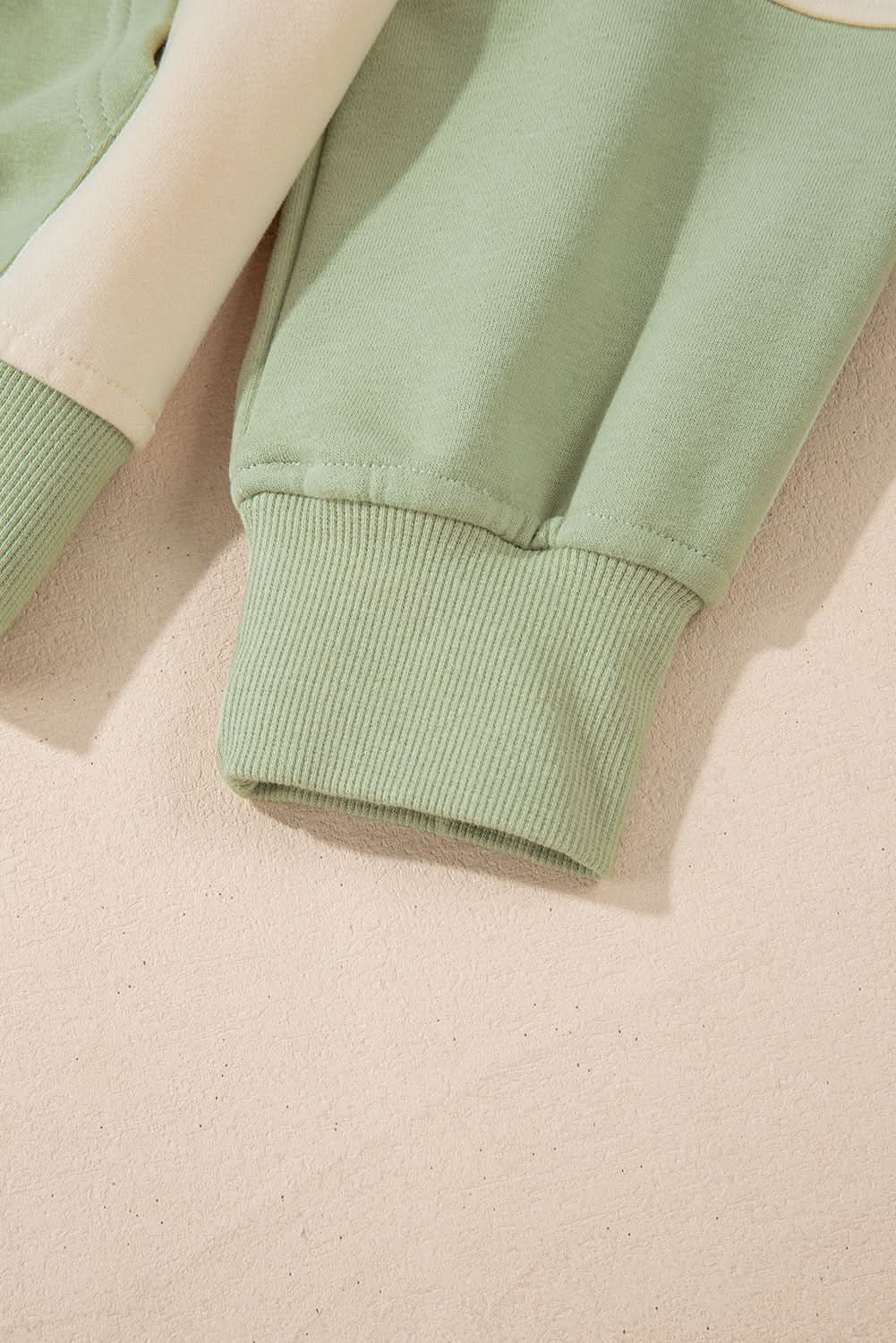 Laurel Green Colorblock Patchwork Buttoned Collar Kangaroo Pocket Sweatshirt - Love Salve 
