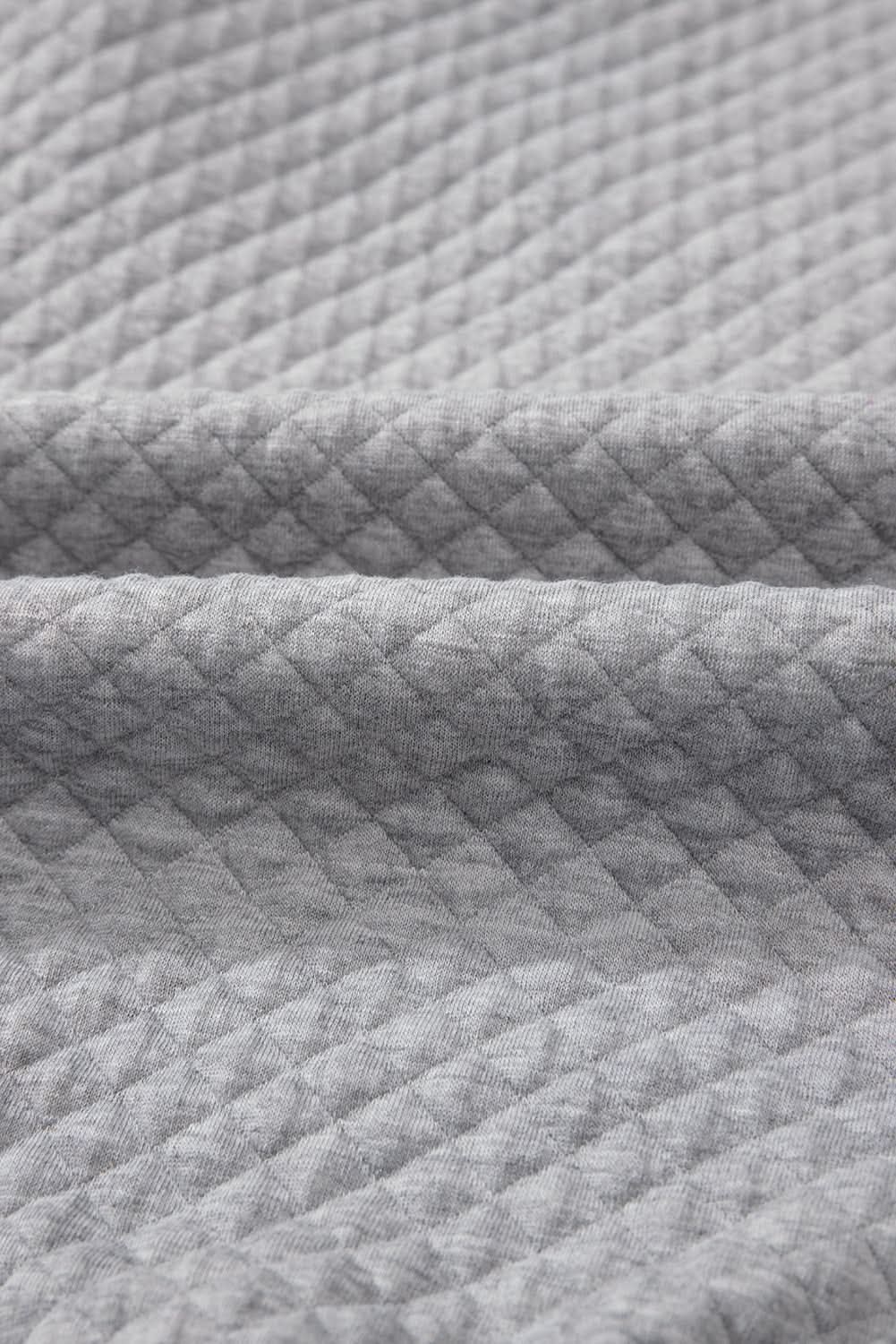 Light Grey Textured Colorblock Edge Buttoned Collar Sweatshirt - Love Salve 