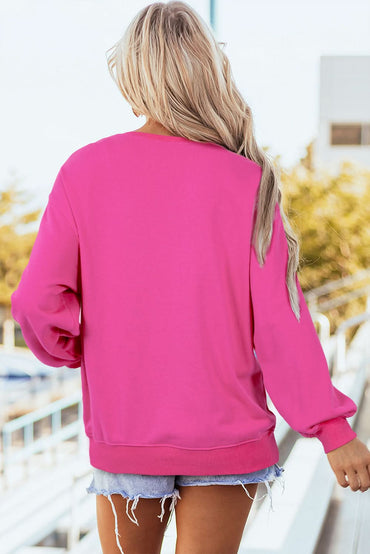 Rose Red Christmas Holly Jolly Babe Graphic Oversized Sweatshirt - Love Salve 
