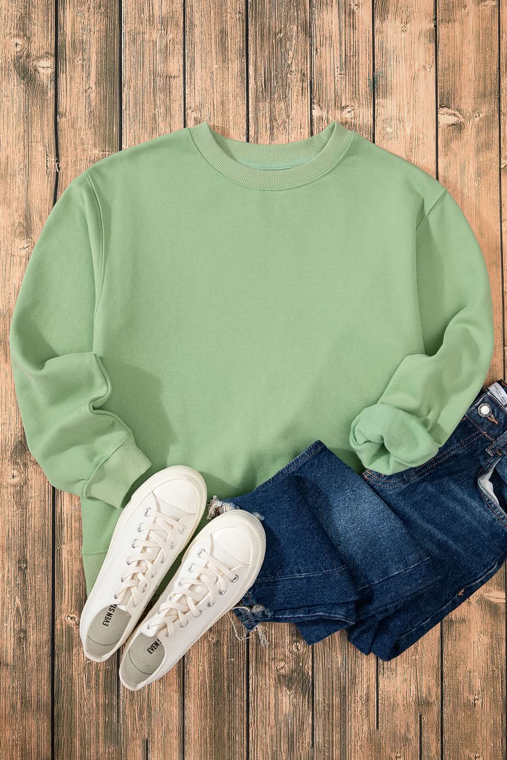 Cozy fleece-lined sweatshirt in smoke green - Love Salve 
