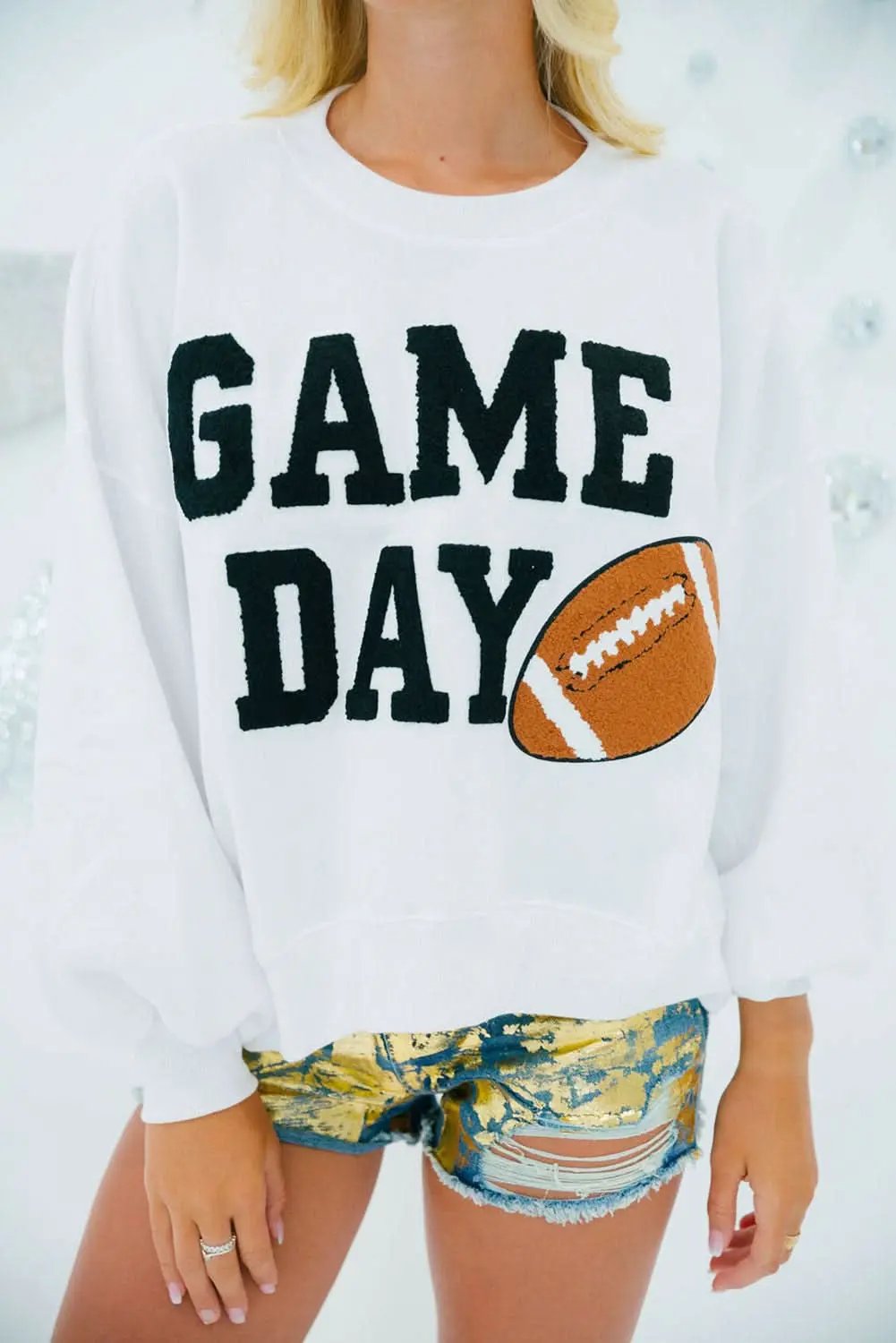 White varsity pullover sweatshirt - Love Salve 