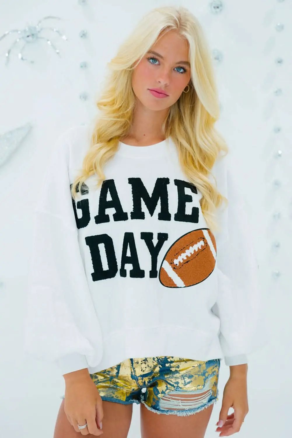 White varsity pullover sweatshirt - Love Salve 