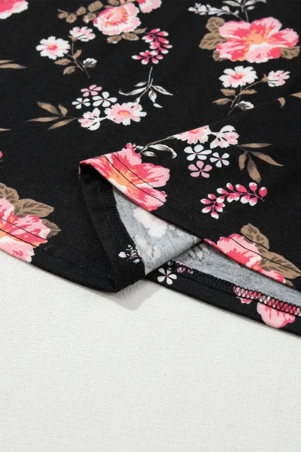 Black Floral Spaghetti Straps Strappy Back Tank Top - Love Salve 