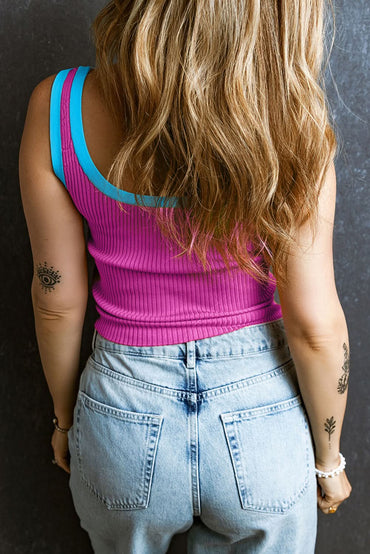 Trendy pink ribbed tank top - Love Salve 