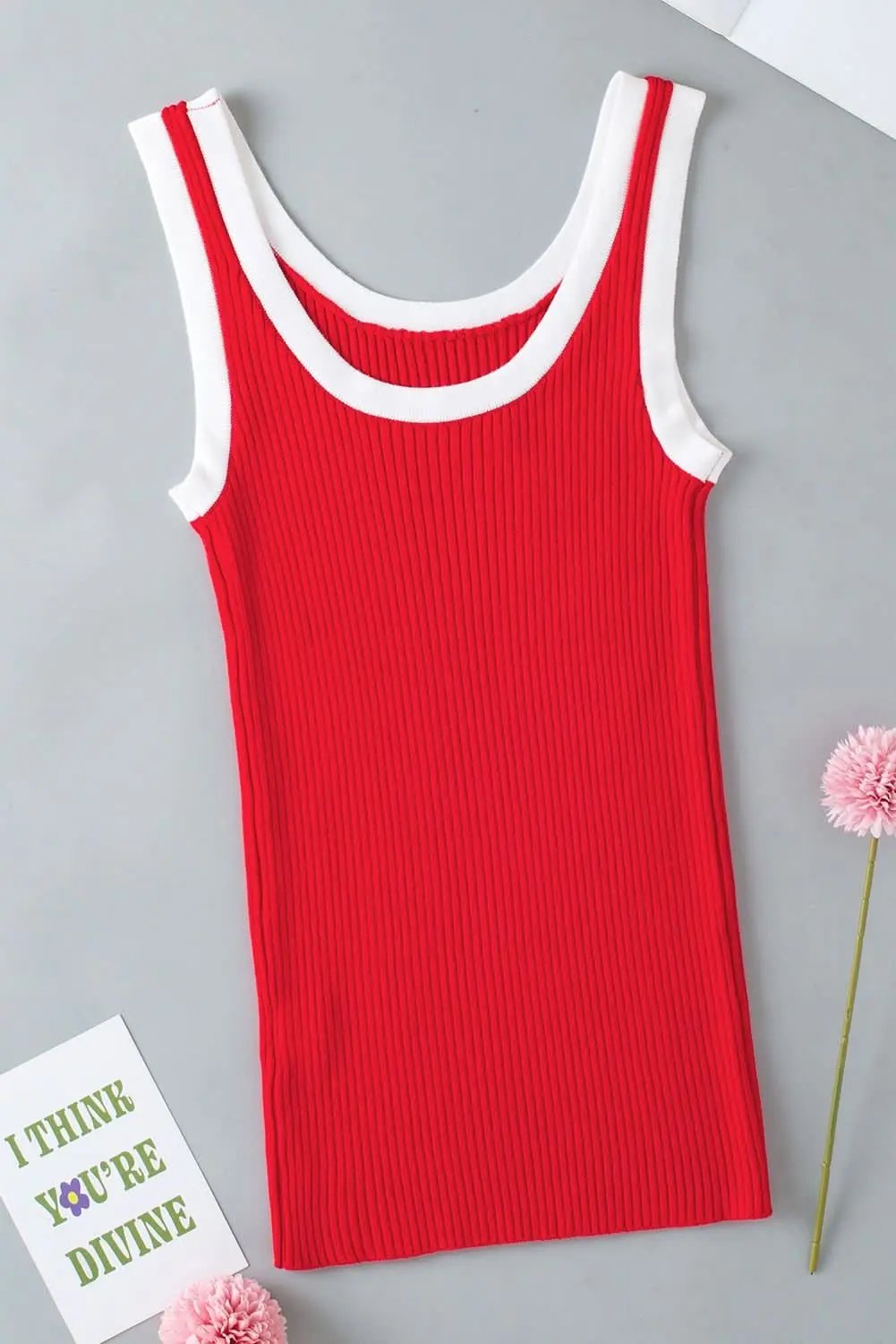 Trendy colorblock ribbed tank top - Love Salve 