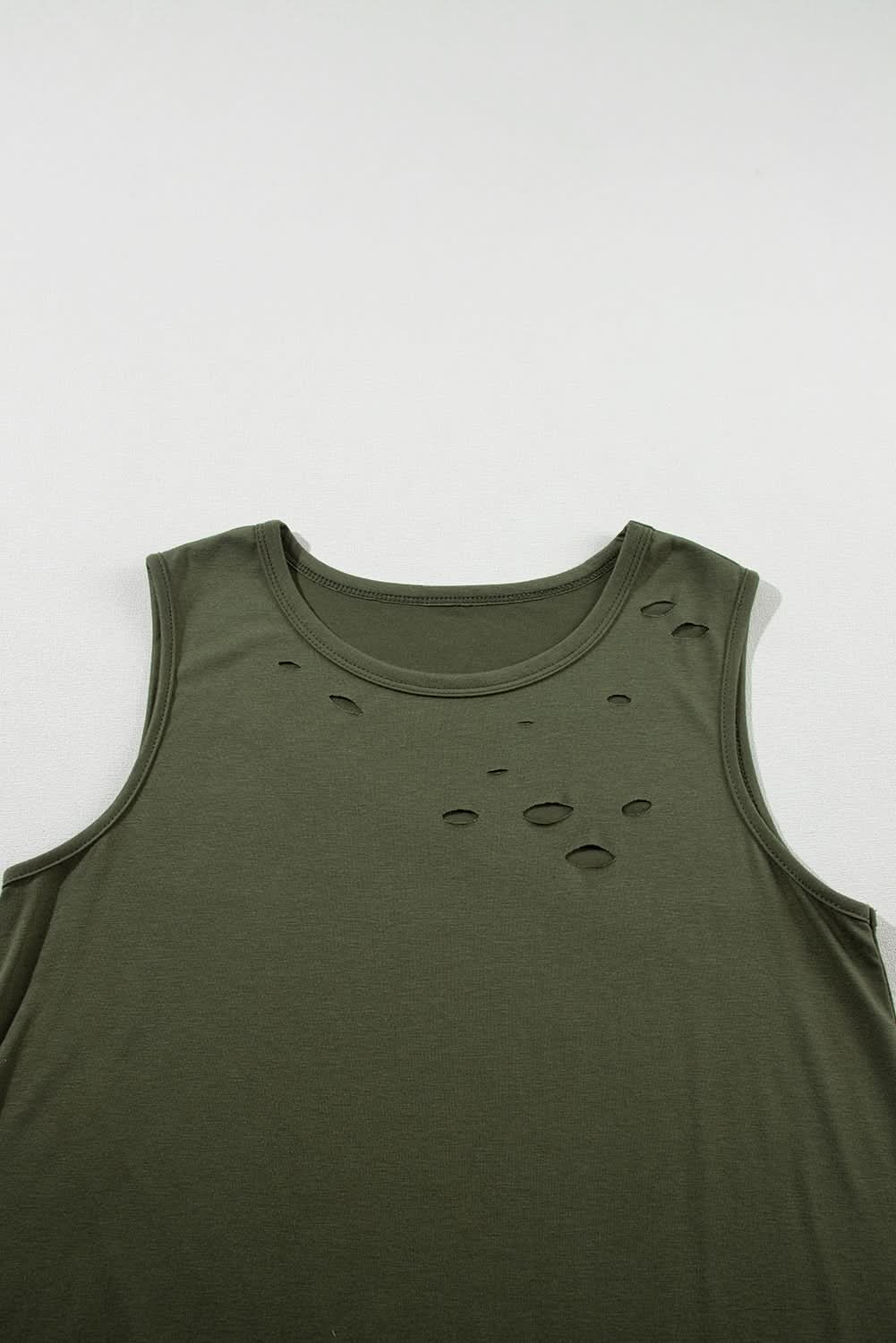 Jungle green distressed tank top - Love Salve 