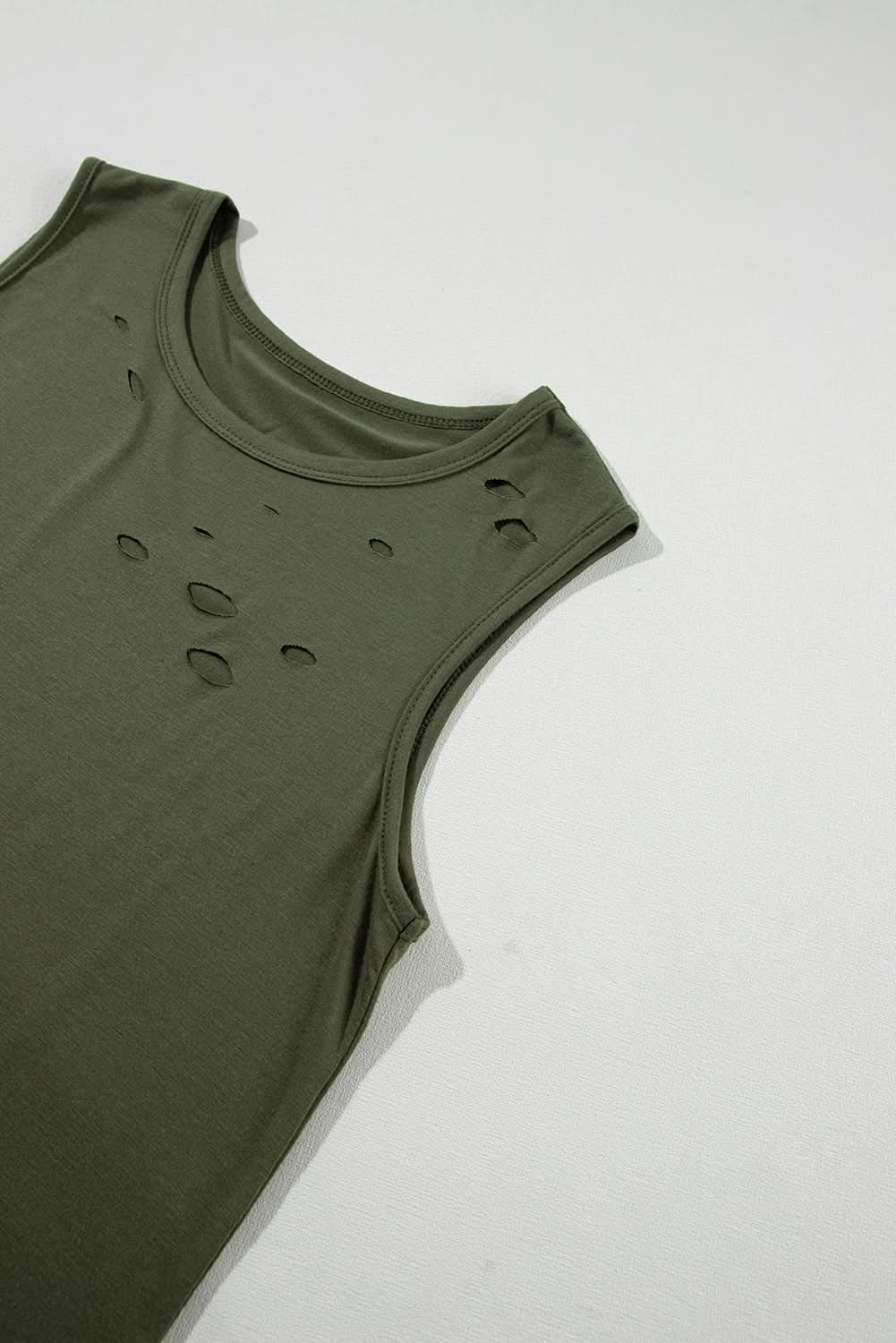 Jungle green distressed tank top - Love Salve 