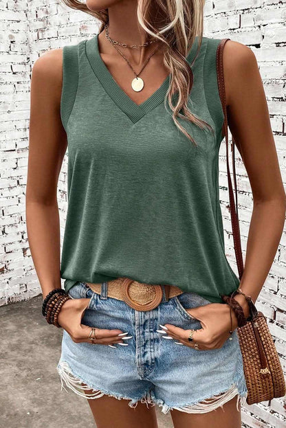 Chic mist green ribbed tank top - Love Salve 
