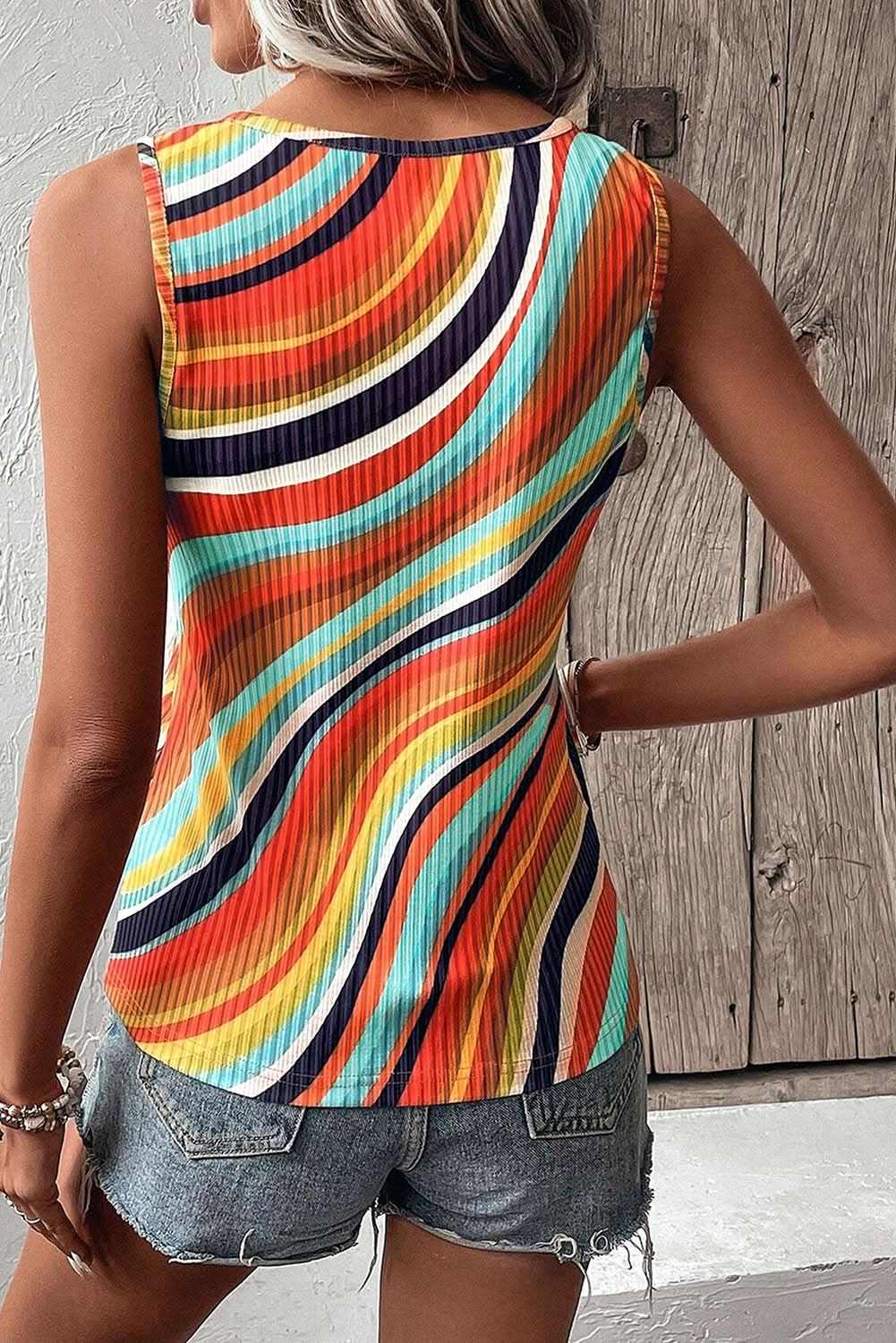Chic multicolor striped tank top - Love Salve 
