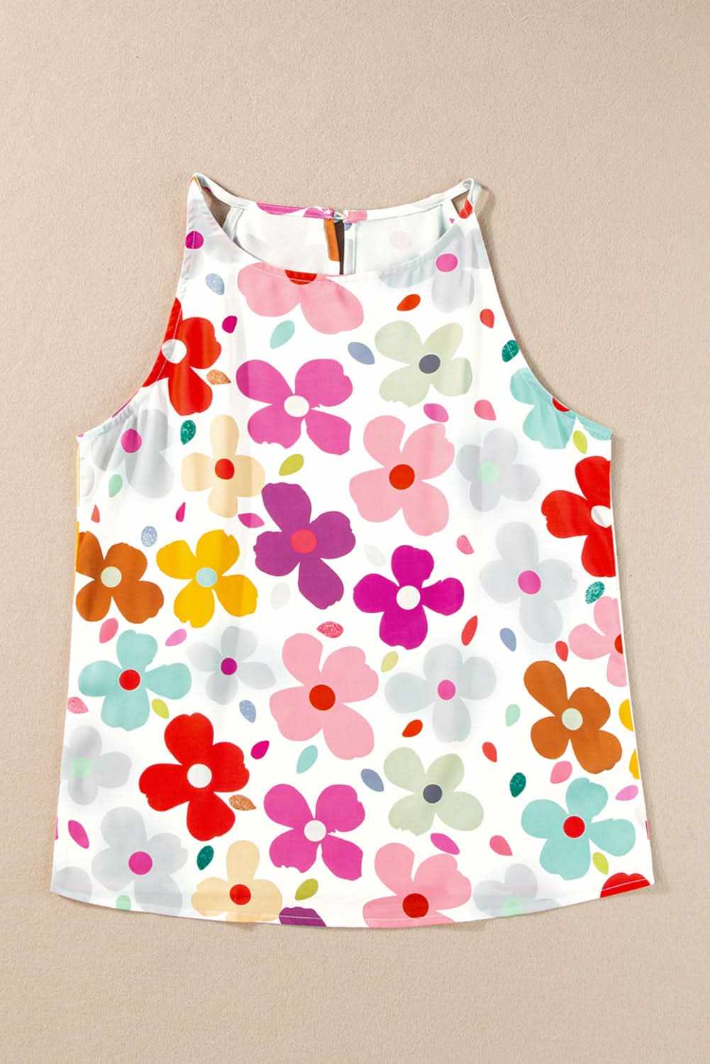 White Cute Floral Print Vest - Love Salve 