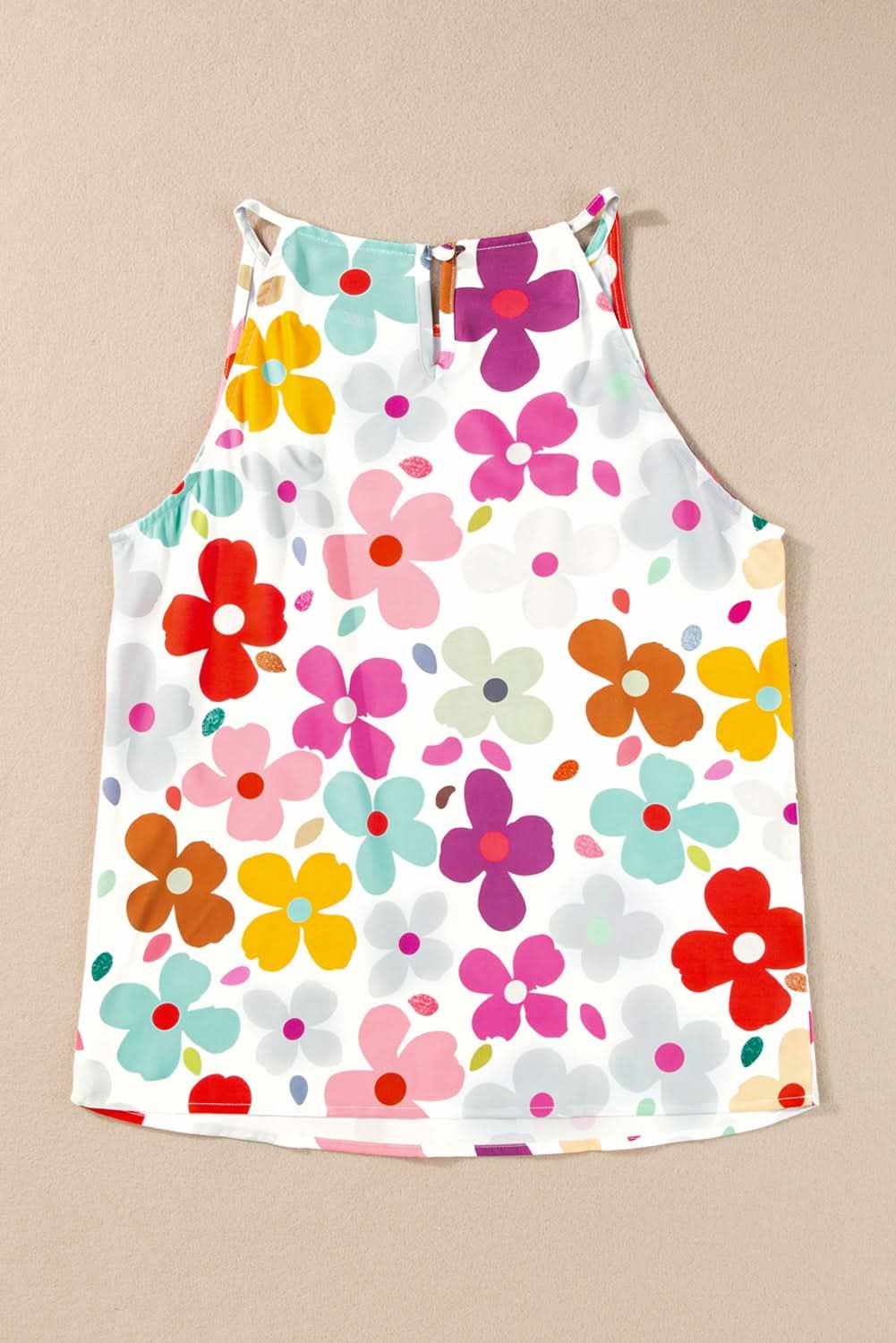 White Cute Floral Print Vest - Love Salve 