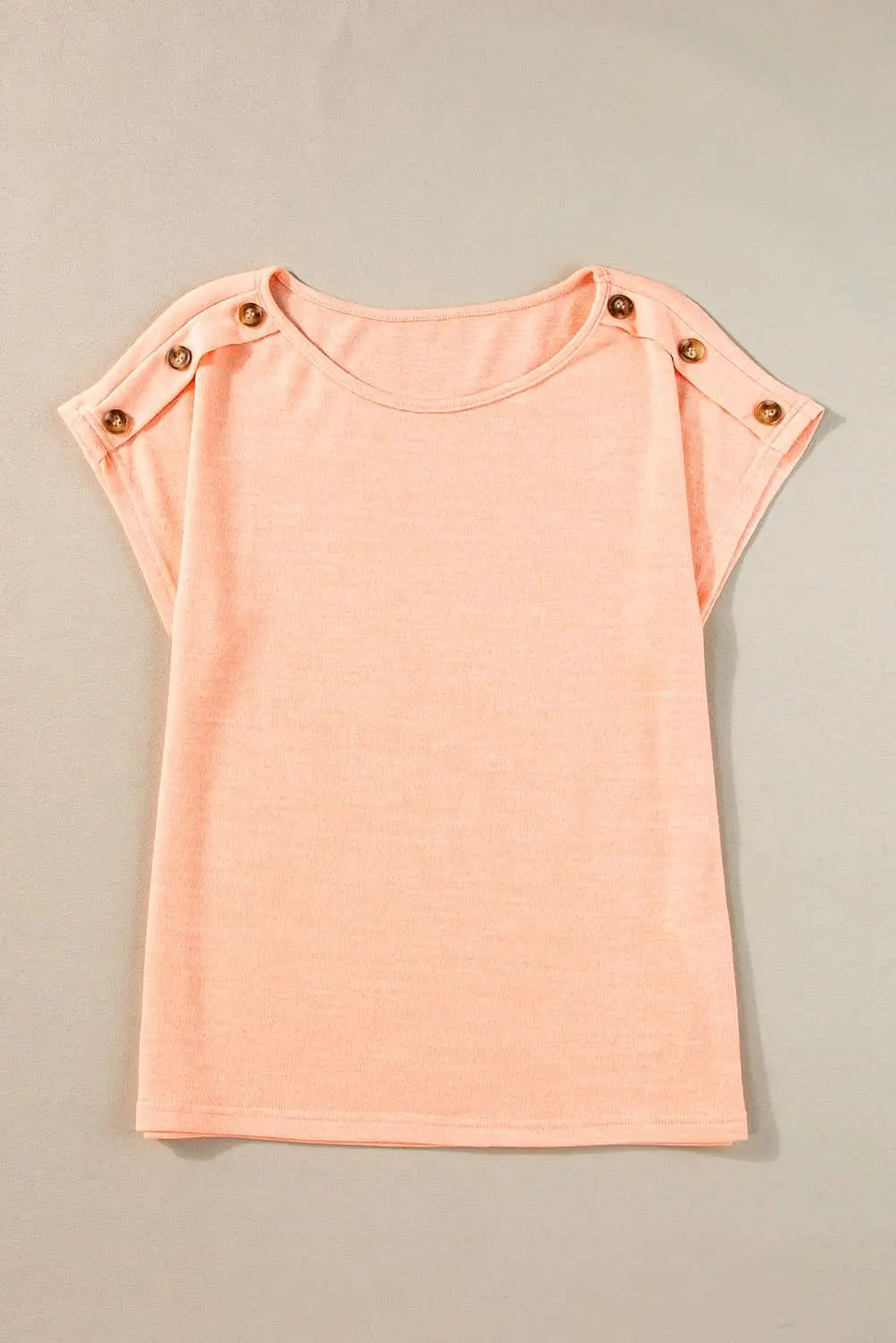 Apricot Pink Button Detail Batwing Sleeve Casual Tee - Love Salve 