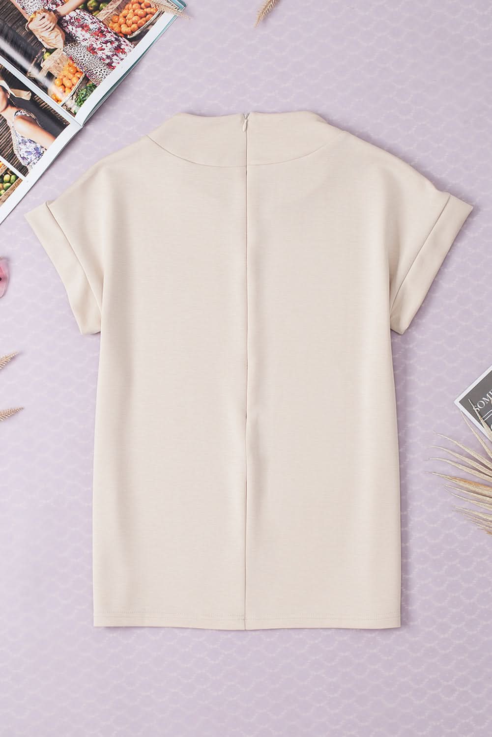 Oatmeal Plain Crew Neck Loose Fit Casual Top - Love Salve 