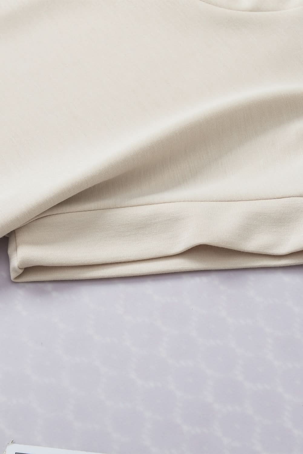 Oatmeal Plain Crew Neck Loose Fit Casual Top - Love Salve 