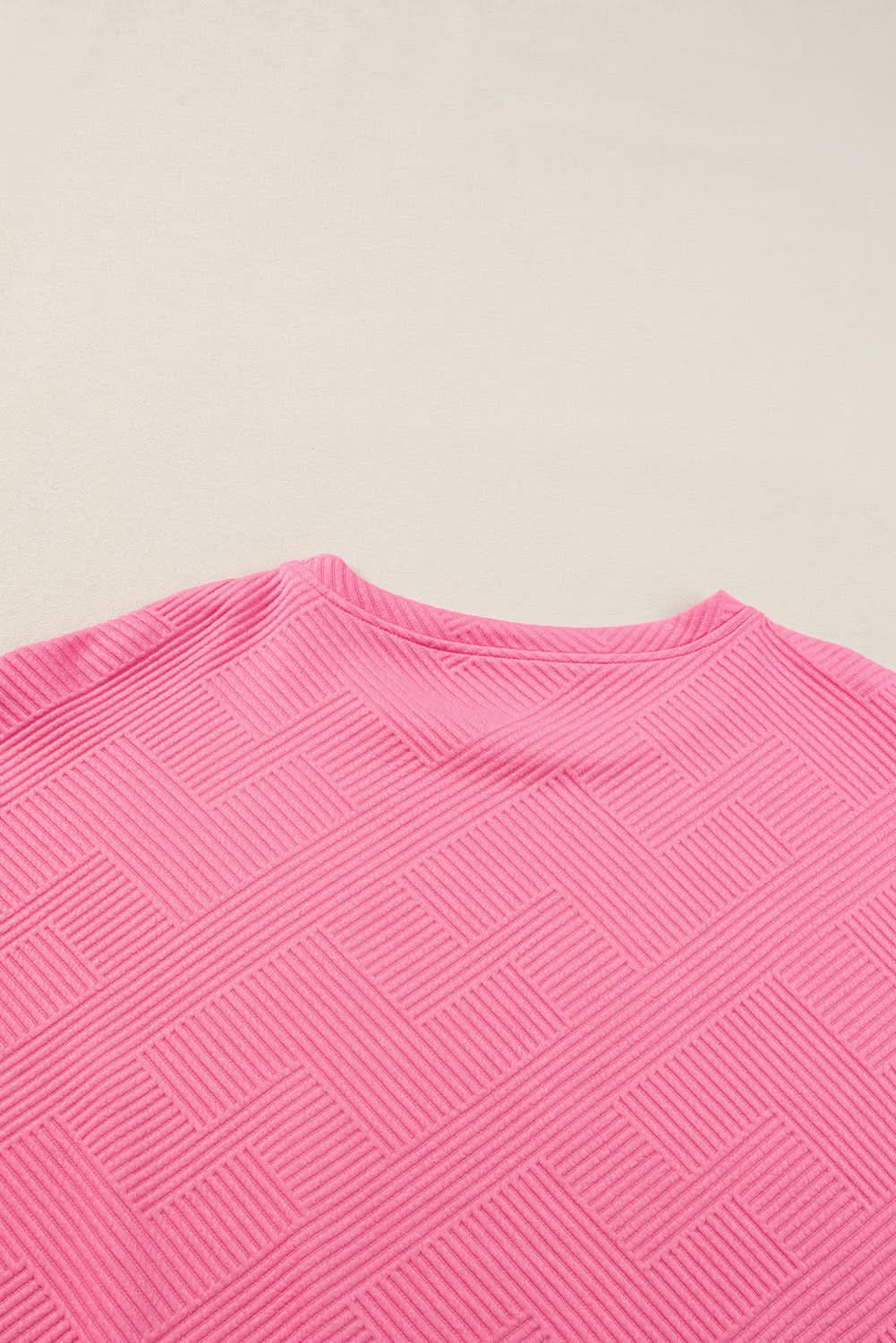 Strawberry Pink Textured Loose Fit T Shirt and Drawstring Pants Set - Love Salve 