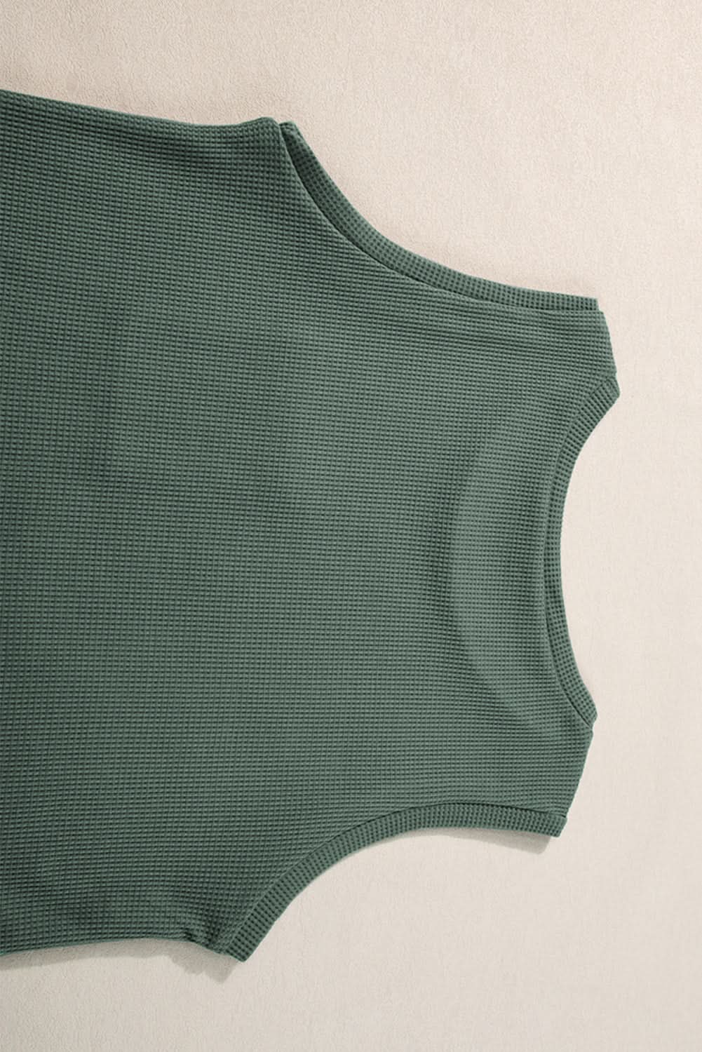 Mist Green Waffle Knit Patched Pocket Tank and Drawstring Shorts Set - Love Salve 