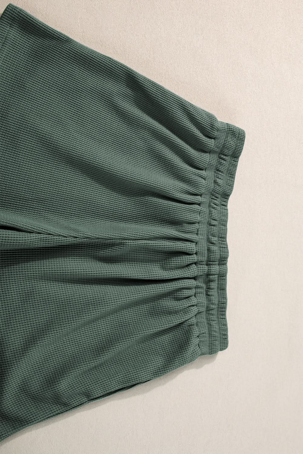 Mist Green Waffle Knit Patched Pocket Tank and Drawstring Shorts Set - Love Salve 