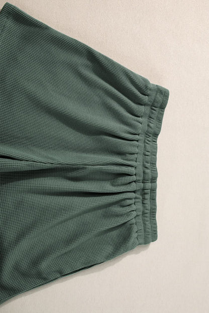Mist Green Waffle Knit Patched Pocket Tank and Drawstring Shorts Set - Love Salve 
