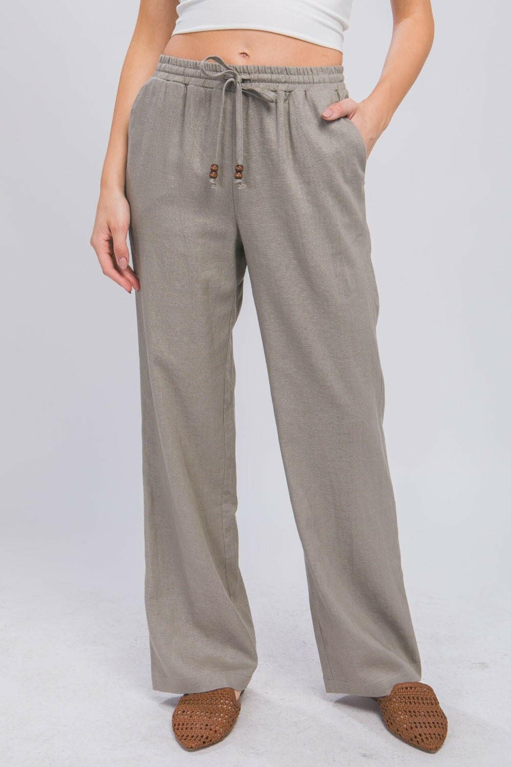 Love Tree Drawstring Wide Leg Pants - Love Salve