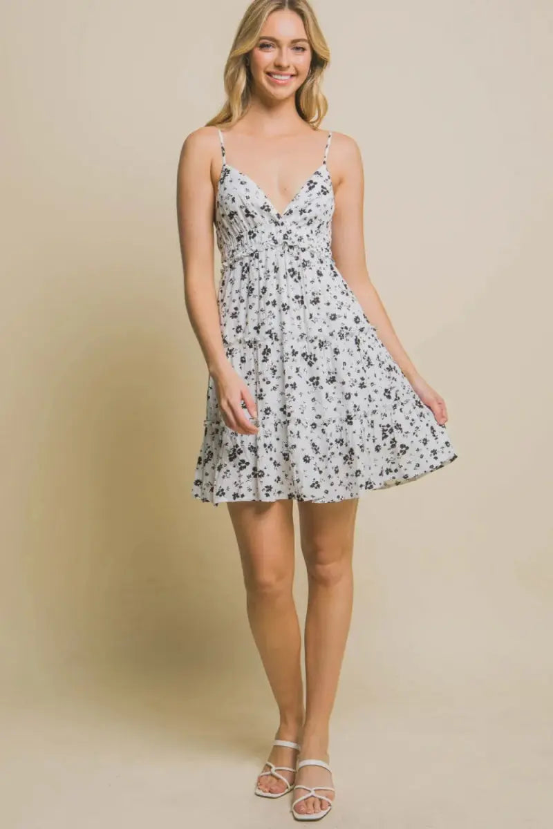 Love Tree Floral Tiered Cami Mini Dress for Summer Style - Love Salve 