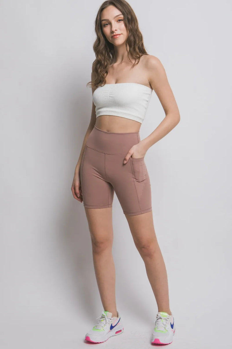 Love Tree High Waist Seam Detail Active Shorts for Women - Love Salve 