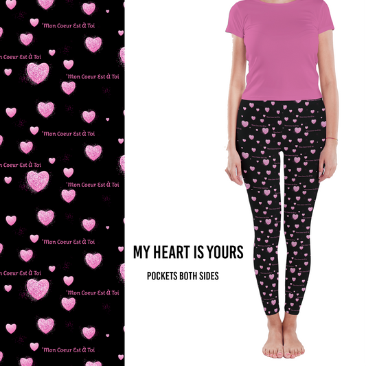 Love Heart Leggings my Heart Is Yours in French with Side Pockets MM