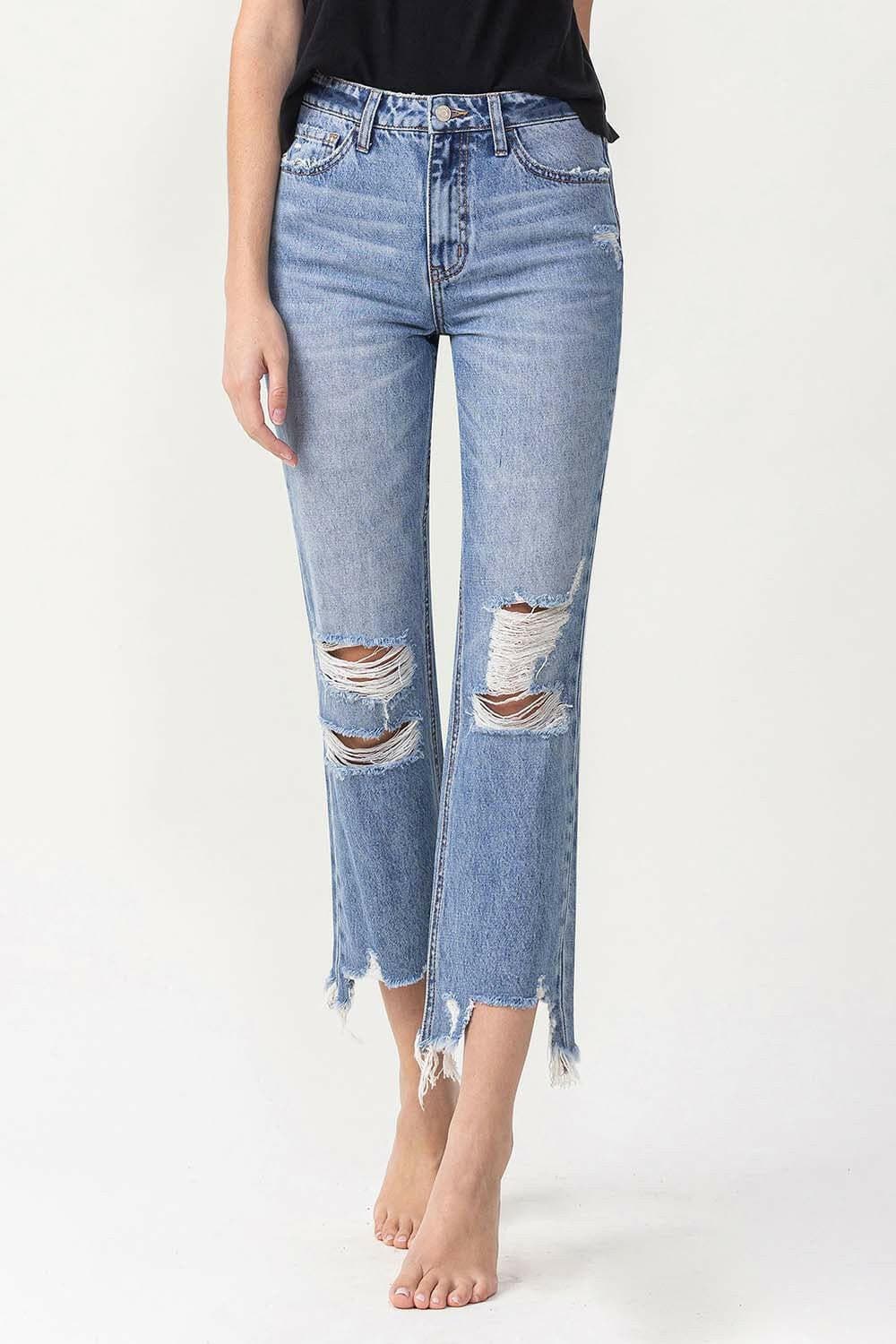 Lovervet High Rise Distressed Straight Jeans - Love Salve