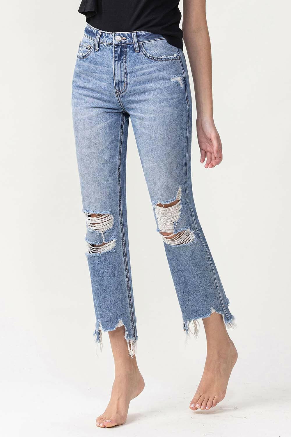 Lovervet High Rise Distressed Straight Jeans - Love Salve