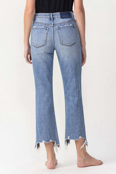 Lovervet High Rise Distressed Straight Jeans for Women - Love Salve 