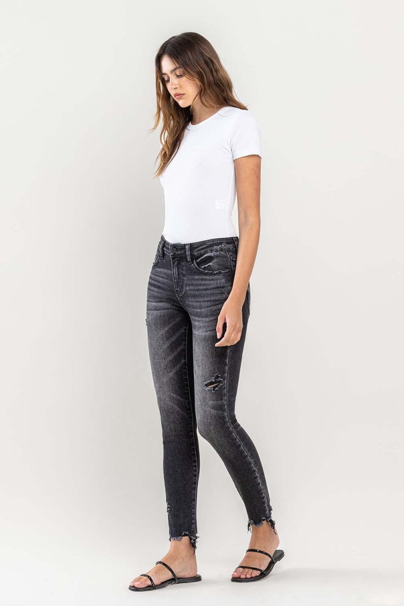 Lovervet Raw Hem Cropped Skinny Jeans for Stylish Outfits - Love Salve 