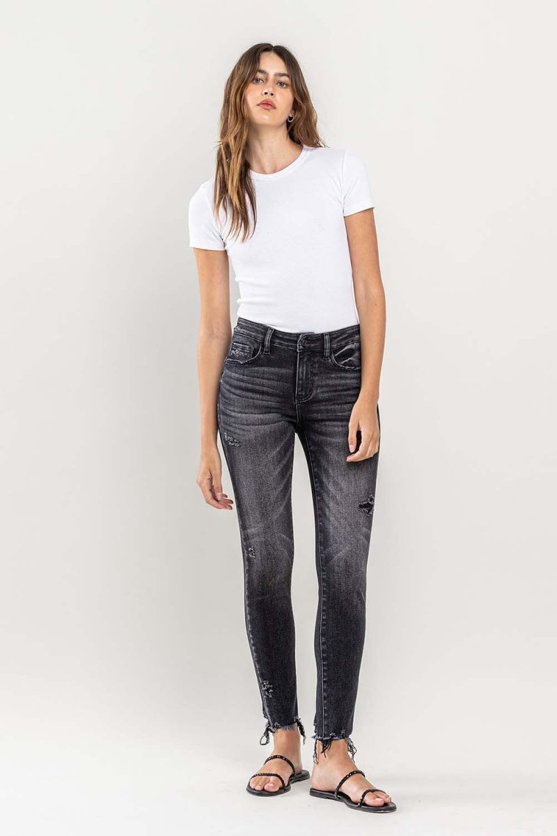 Lovervet Raw Hem Cropped Skinny Jeans for Stylish Outfits - Love Salve 