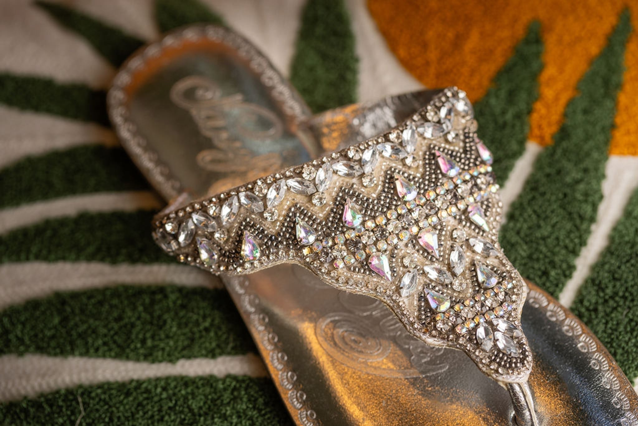 Loving U Silver Jeweled Sandals Leather Upper For Brides Naughty Monkey