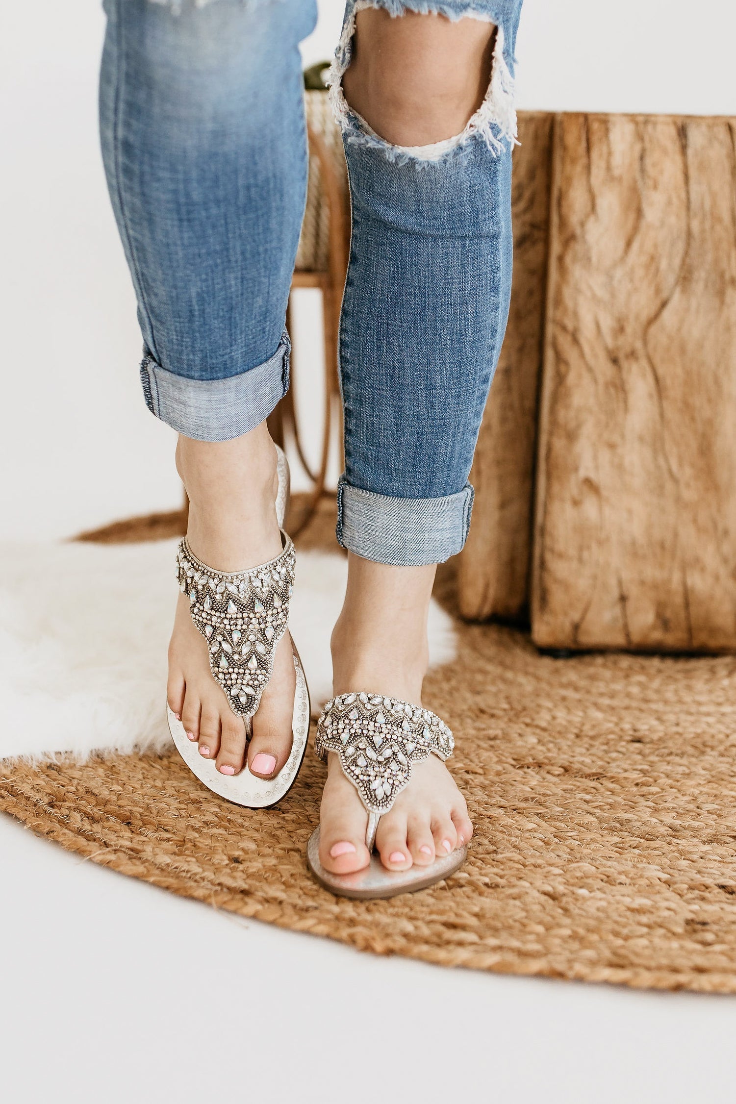 Loving U Silver Jeweled Sandals Leather Upper For Brides Naughty Monkey