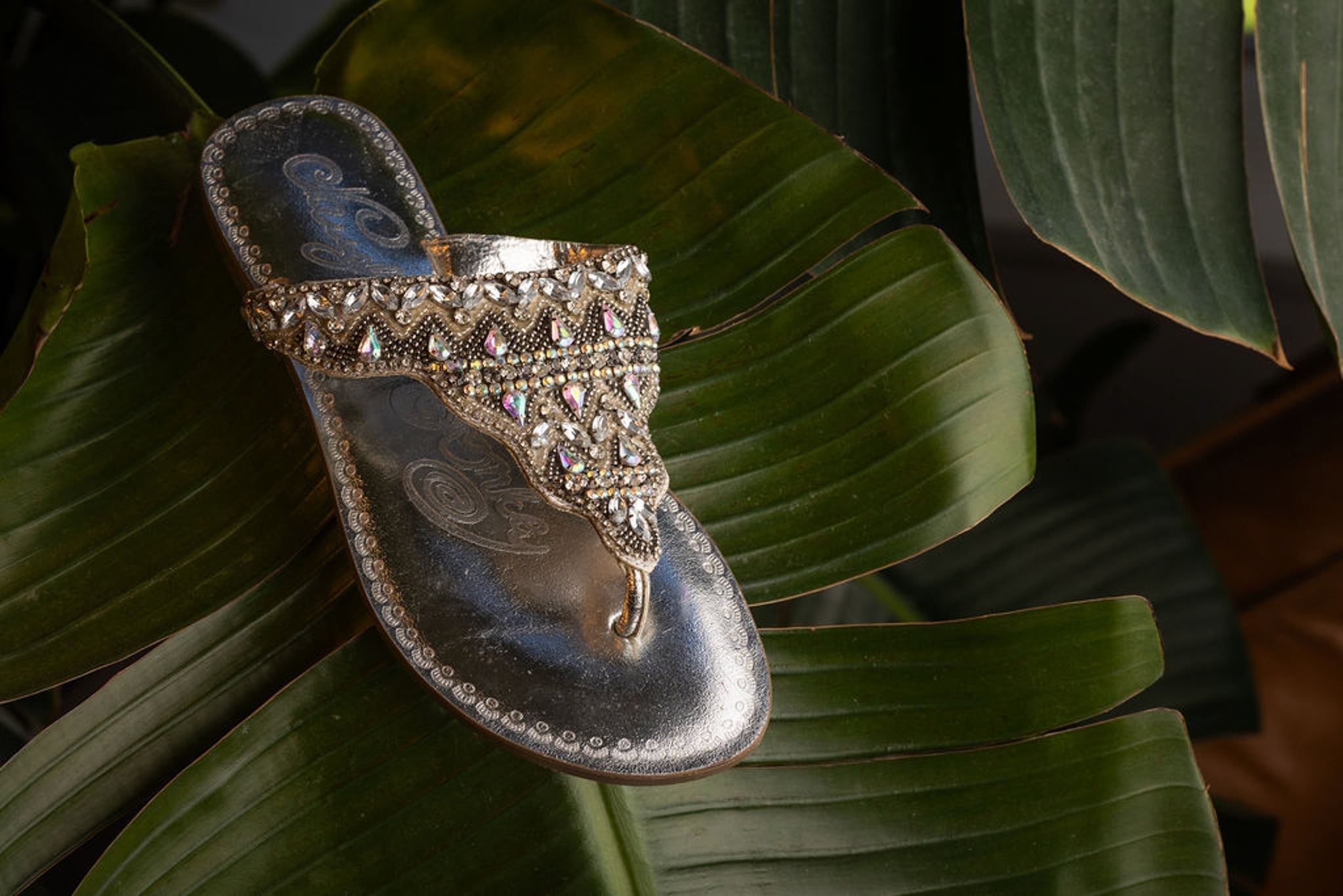 Loving U Silver Jeweled Sandals Leather Upper For Brides Naughty Monkey
